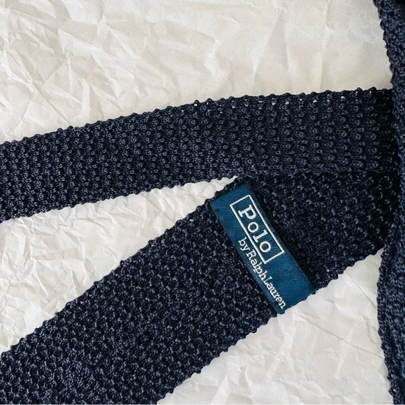 Polo Ralph Lauren Knit Silk tie navy blue - Picture 12 of 13